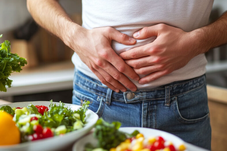 A person holding their stomach