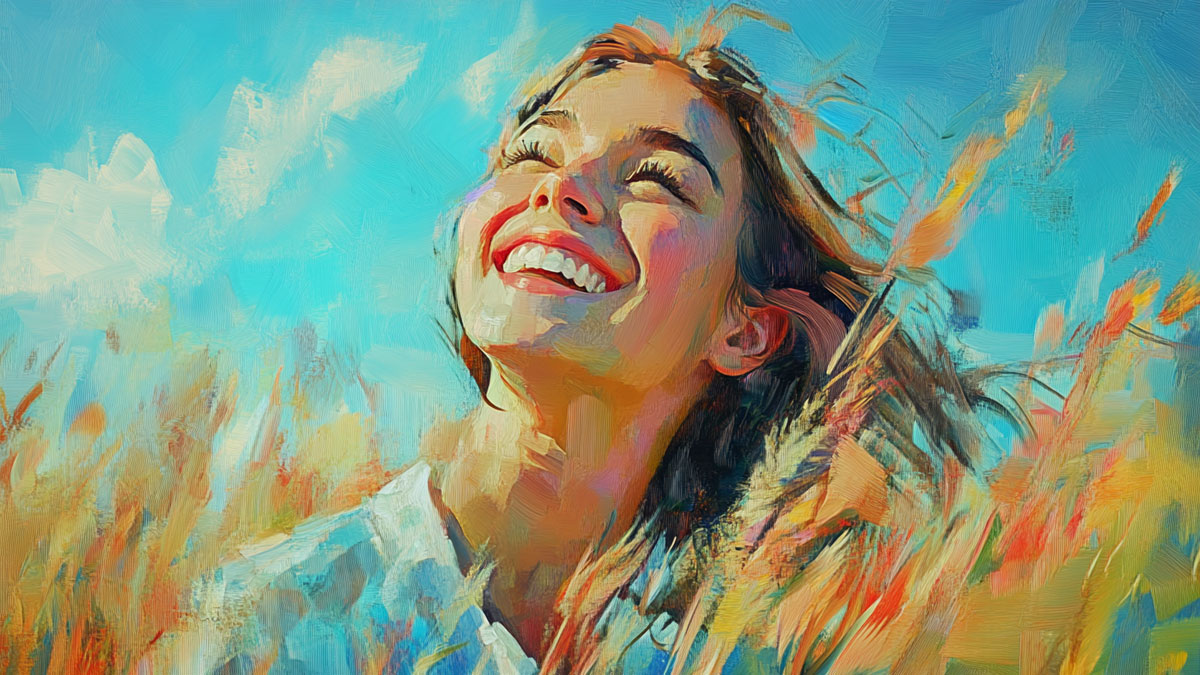 A woman happy, healthy, and carefree.