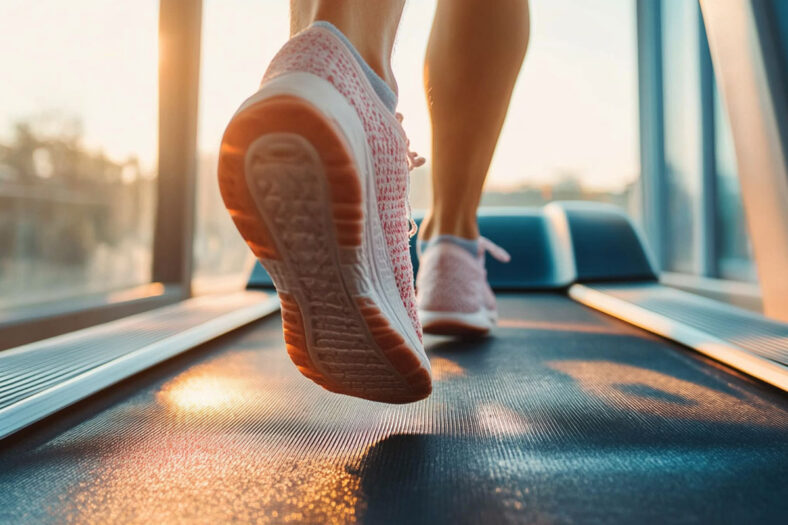 A person running on a treadmill