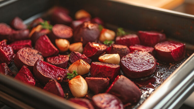 Oven roasted beets with garlic