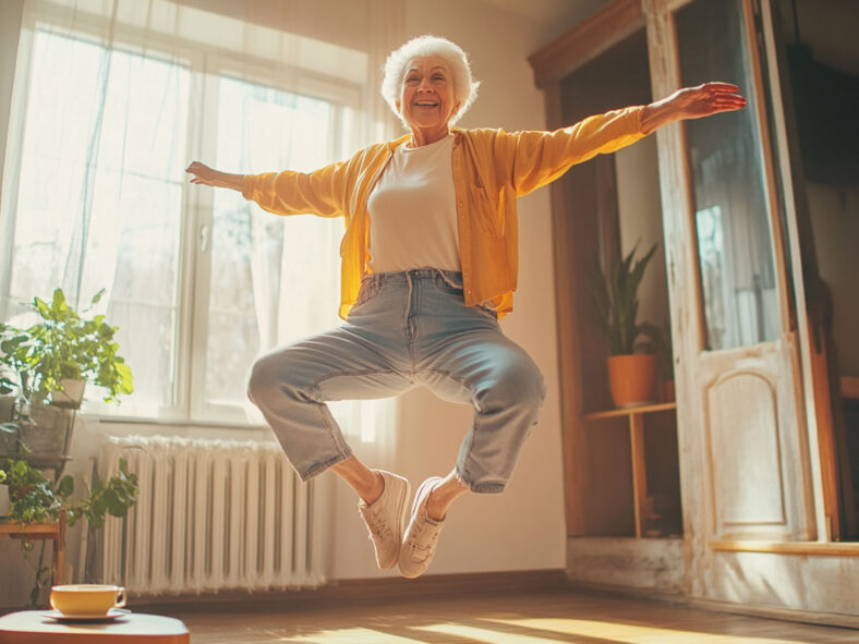 Woman levitating