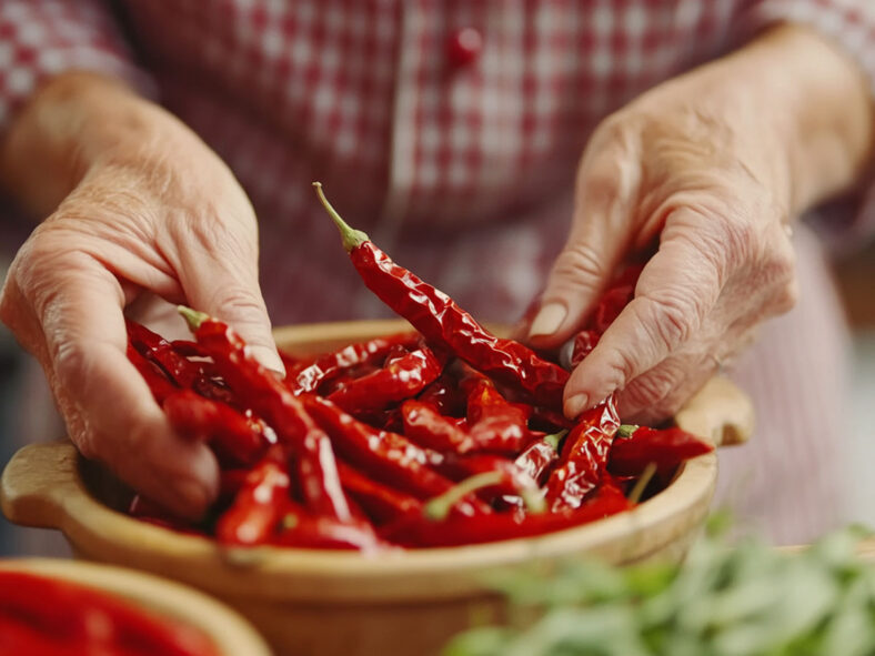 Cayenne peppers in a bowl