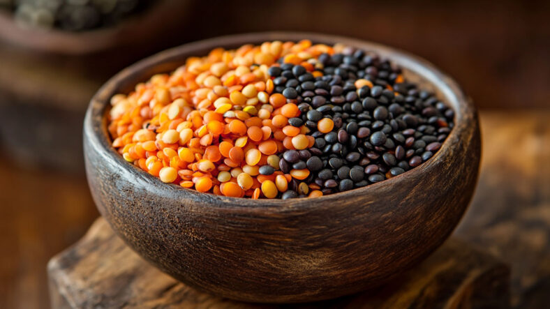 A bowl of dried lentils