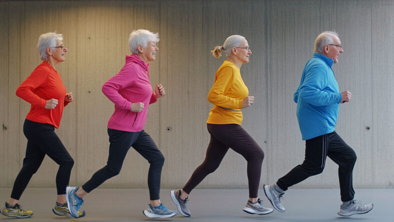 Older people jogging