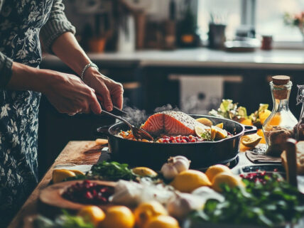 Middle-aged person using healthy ingredients that help with circulation