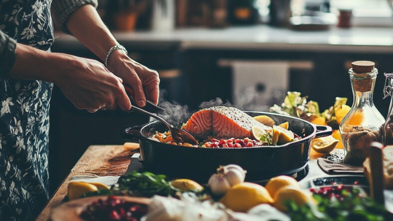 Middle-aged person using healthy ingredients that help with circulation