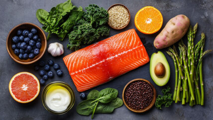 A selection of heart healthy foods