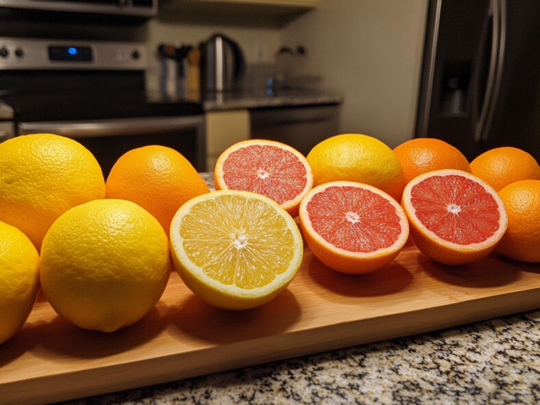 A table of citrus fruits