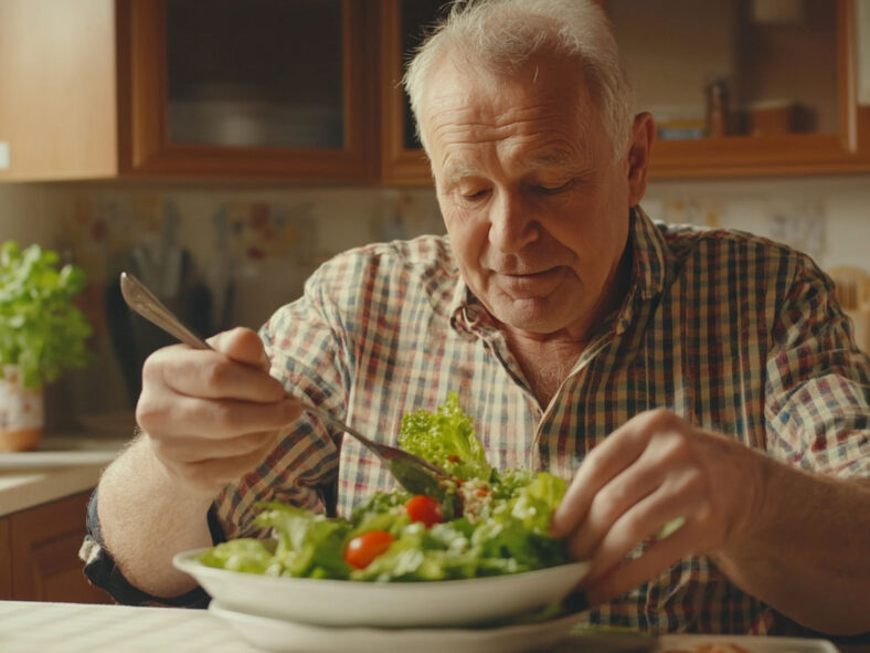 Man eating a salad