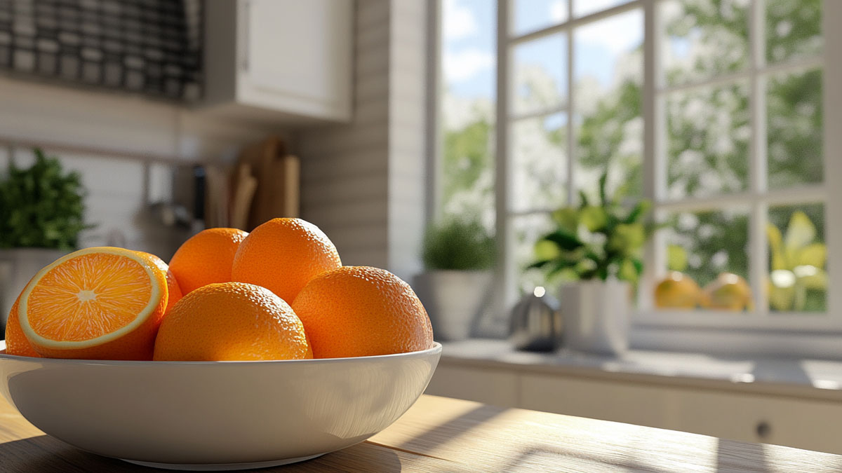 Oranges in a bowl