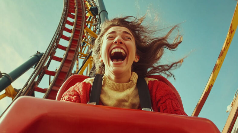 Woman on a rollercoaster