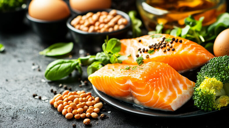 Salmon, spinach, broccoli and other food that helps metabolism.
