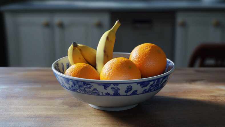 Oranges in a fruit bowl