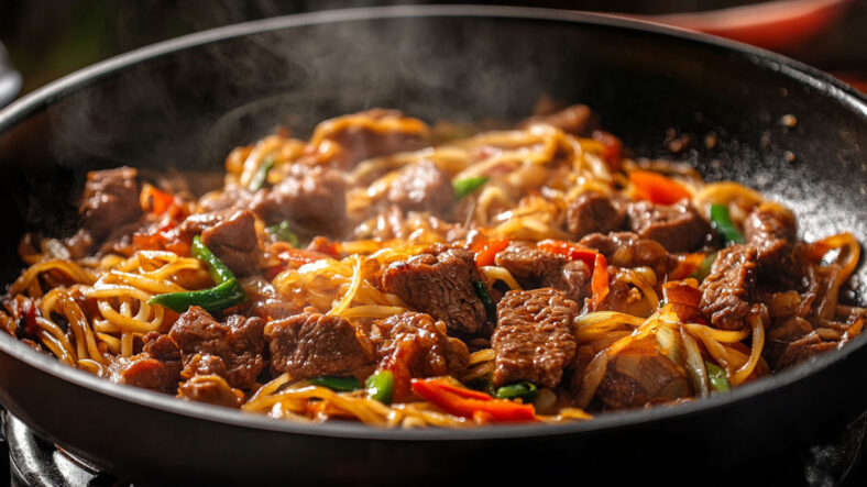 Lean beef with noodles