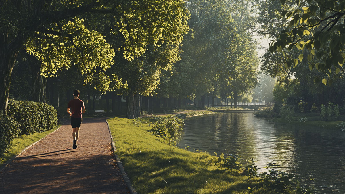 A person jogging in a park