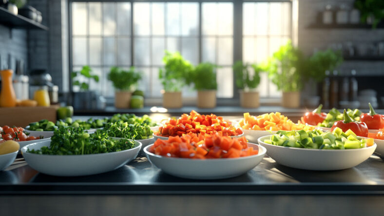 Different vegetables chopped up