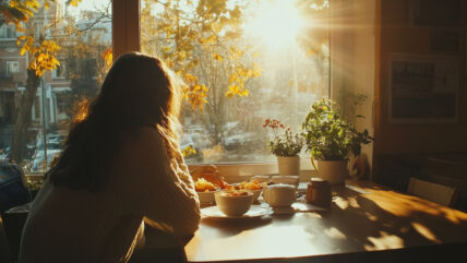 Sitting down for a healthy morning breakfast