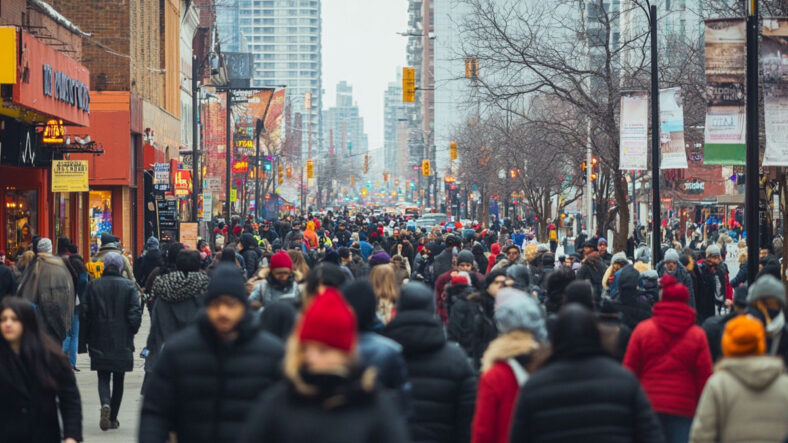 Lots of people in busy high street