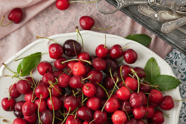 cherries on platter