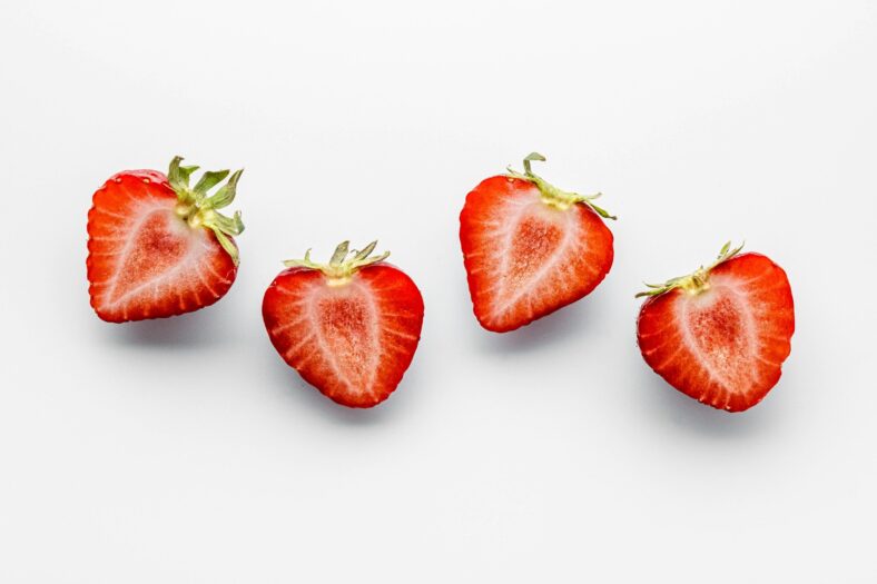 cut up strawberries