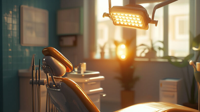 Dentist chair with light on