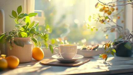 Sunny morning with a herbal tea