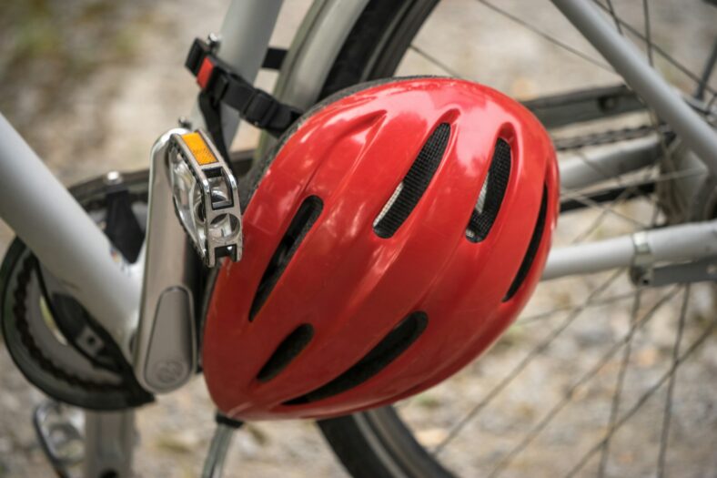 bike helmet on bike