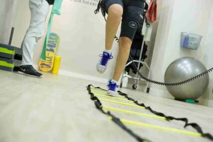 person doing agility ladder / agility training