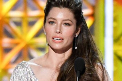 Sep 17, 2017; Los Angeles, CA, USA; Jessica Biel presentomg the award for lead actor in a limited series or a movie during the 69th Emmy Awards at the Microsoft Theater.