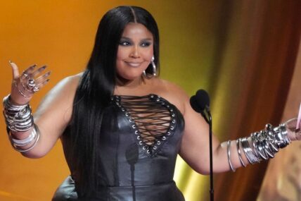 Feb 4, 2024; Los Angeles, CA, USA; Lizzo presents the award for best R&B Song during the 66th Annual Grammy Awards at Crypto.com Arena in Los Angeles on Sunday, Feb. 4, 2024.