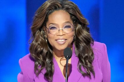 Oprah Winfrey speaks during the third day of the Democratic National Convention at the United Center.