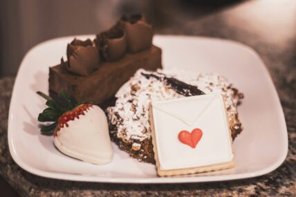 valentine's day desserts on a plate