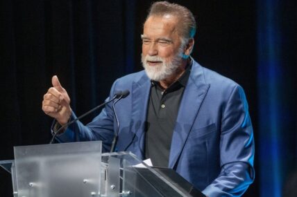 Arnold Schwarzenegger greets attendees March 1, 2025, at the Arnold Sports Classic.