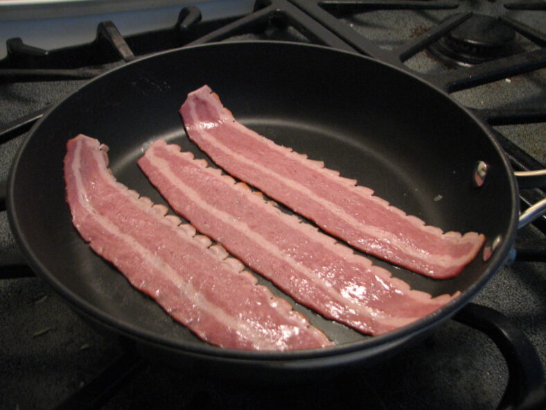 turkey bacon in skillet