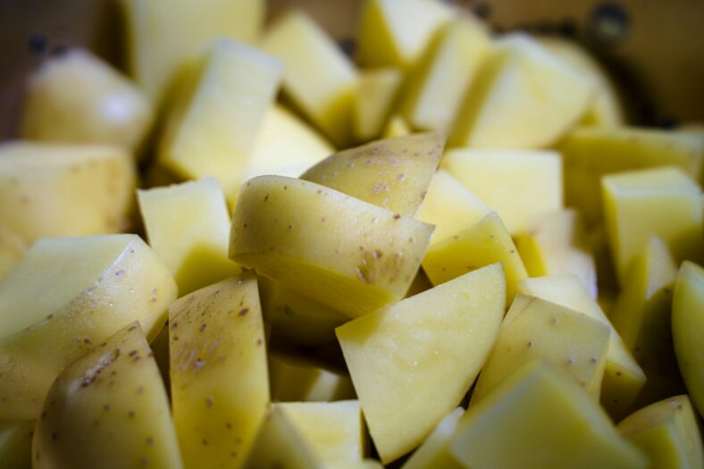 cut up potatoes