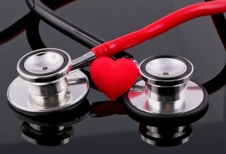 heart with stethoscopes