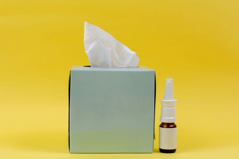 tissues and nose spray